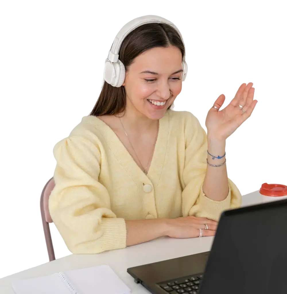 Aluna em aula online de Espanhol