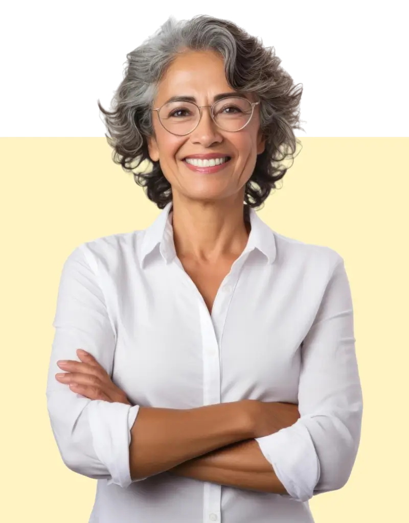 Professora de espanhol com braços cruzados